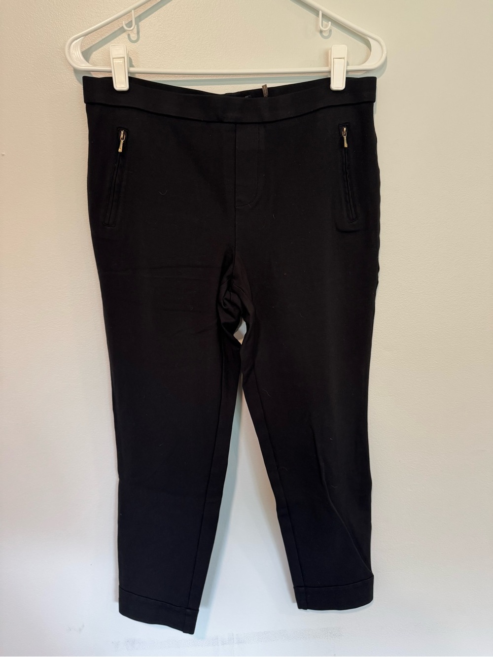 Ivanka Trump Black Cropped Ankle Pants with Faux Zip Pockets